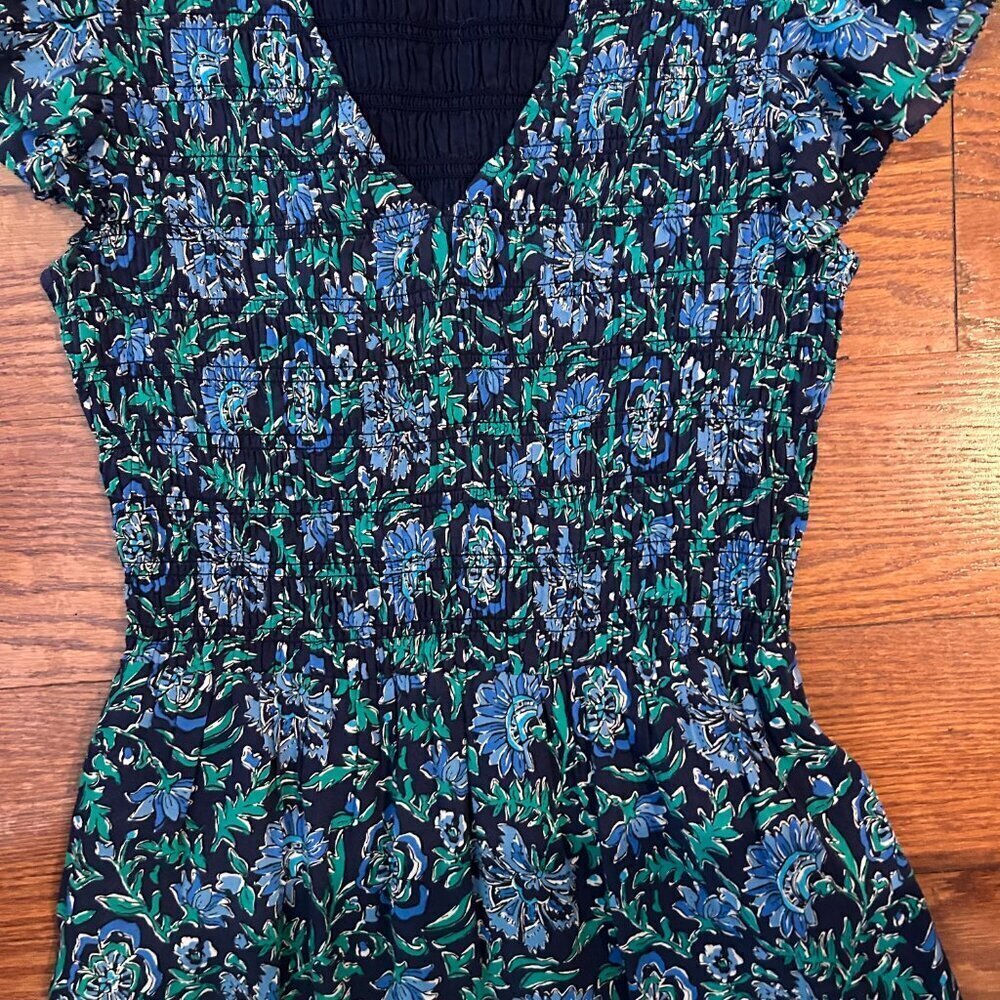 Vineyard Vines Floral Smocked Midi Dress In Anegada Floral Size XS Cap Sleeves - Picture 6 of 16